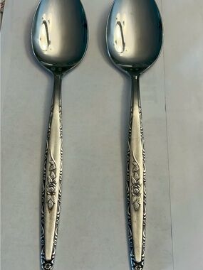 Vintage Stylecraft T&N SYF2 Single Rose Pattern Lg Spoon-Japan (Set of 2)